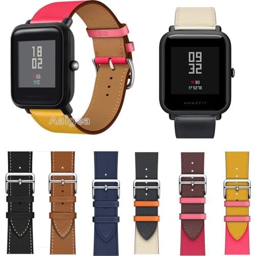 New 20mm Fashion Genuine Leather Watch Band Strap for Xiaomi Huami Amazfit Bip BIT PACE Lite Youth Replacement Wrist band strap