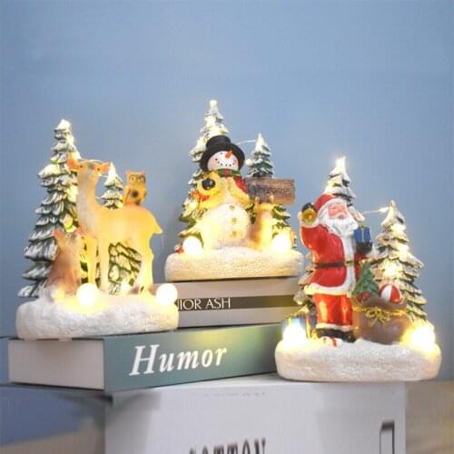 New Christmas Luminous Music Ornaments Santa Claus Christmas Tree Snowman Resin Crafts Christmas Ornaments
