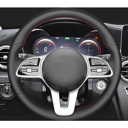 DIY Black Artificial Leather Non-Slip Car Steering Wheel Cover For Mercedes-Benz A-Class 2019-2020 GLC GLB 2020 CLS 2018-2020