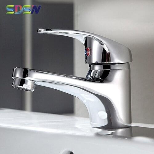 Alloy Basin Faucet SDSN Polished Chrome Bathroom Faucets Newly Qiaodeng Hot Cold Basin Sink Mixer Tap Chrome Bath Faucets
