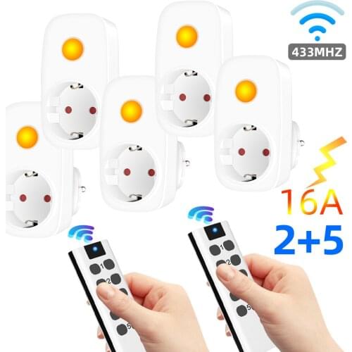 MSLE Wireless Remote Control Smart Socket 16A EU FR Universal Plug 433mhz Wall Programmable Electrical Outlet Switch 220v LED