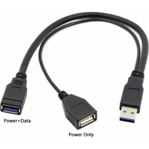 USB 3.0 USB3.0 Male to Dual USB Female Extra Power Data Y Extension Cable for 2.5" Mobile Hard Disk 0.2m/20cm