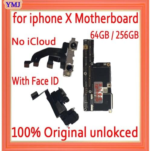 Factory unlocked for iphone X motherboard with / without Face ID,Free iCloud for iphone x Mainboard with IOS System Logic board
