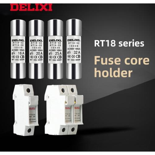 DELIXI 10pcs 10 x 38mm RT14 RT18 Quick Glass Tube Fast Blow Ceramic Fuses 2A/3A/4A/5A/6A/10A /16A/20A/25A/32A Assorted Kit Fuse