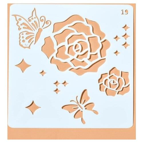 13*13 Flower Layering Stencils graffiti hand copied board hollowed out photo album graphic spray painting tool