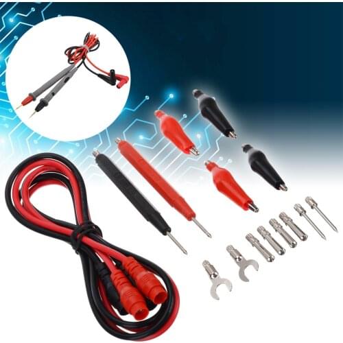 16pcs Multifunction Digital Multimeter Test Leads With Crocodile Clips Spade Connectors Probes Voltage Meter Cable Kit