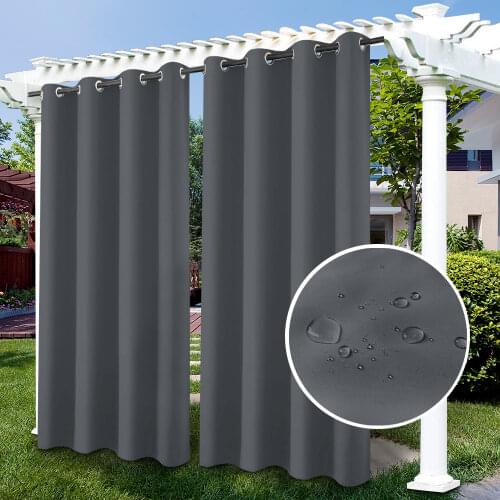 Outdoor Curtains Pergola Curtain Indoor Outdoor Waterproof Curtains Grommet Curtain Blackout for Patio Gazebo Porch