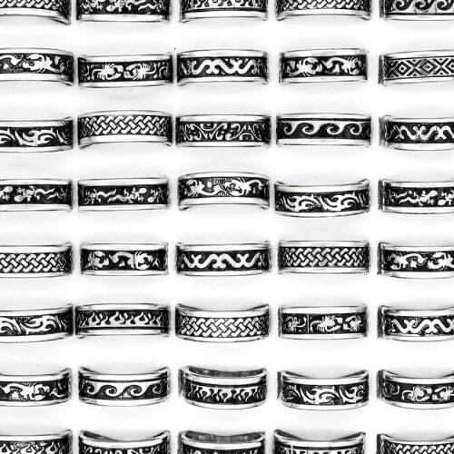 24 Pcs Hot Sale Retro Style Punk Bump Cross Stainless Steel Rings For Women Men Fashion WholeSale Jewelry Bulks Lots