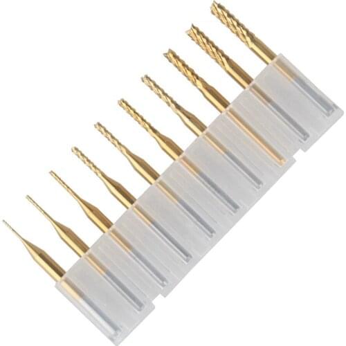 50pcs 3.175mm Titanium Carbide End Mill Engraving Bits for CNC PCB Rotary Burrs