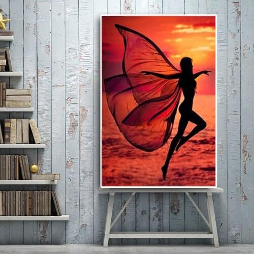 5D DIY Diamond Painting Embroidery Portrait Woman Square Rhinestone Cross Stitch Butterfly Sunset Mosaic Home Decoration Gift