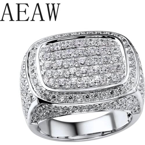 AEAW Luxury Center 10mm Width DF Color VVS Moissanite Engagement Ring for Men Solid 14K 585 White Yellow Rose Gold Ring