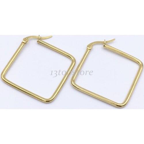 Free shipping 6pairs Outer diameter of 30 mm square stainless steel earrings jewelry jewelry gifts