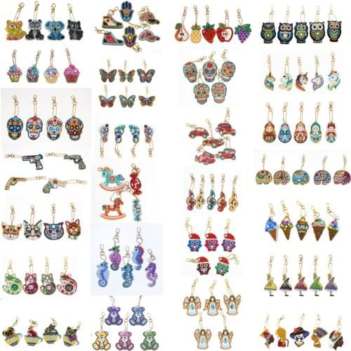 DIY Diamond Painting Keychain Lady Bag Pendant Cartoon Animal Children Diamond Painting Christmas Tree Ornament Gift