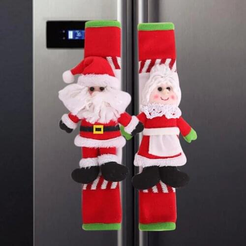2/4 Pcs Refrigerator Door Handle Cover Christmas Decor Kitchen Appliance Decor Handles Santa Claus Anti Skid Protector Gloves