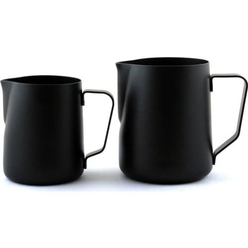 Black Non-stick Coating Coffee Mug Cup Jug Stainless Steel Espresso Milk Coffee Frothing Jug Tamper Cup Mug 350ml /600ml