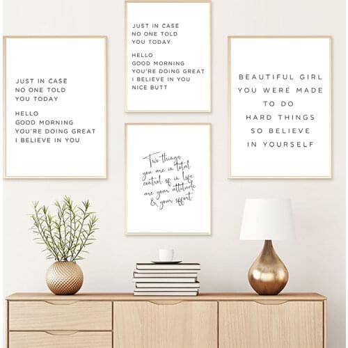 Black & White Feminist Quote Art Print Just In Case Inspirational Saying Office Wall Art Canvas Painting Minimalist Poster Decor