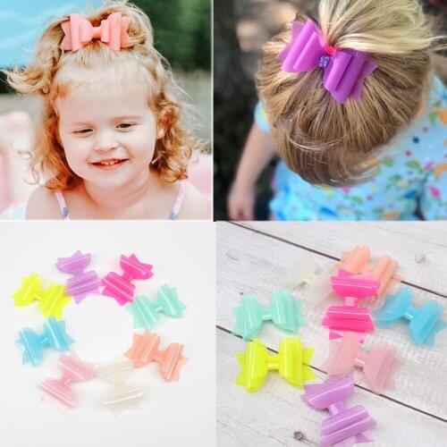 CN 8pcs/lot 3" Waterproof Hairgrips Jelly Bows Hairbows Hairpins Dance Party Hair Clip Swimming Pool Bows Hair Accessories