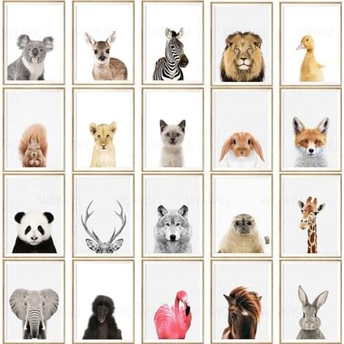 Baby Animal Poster Panda Giraffe Elephant Canvas Painting Nursery Wall Art Nordic Picture Kids Room Decoration