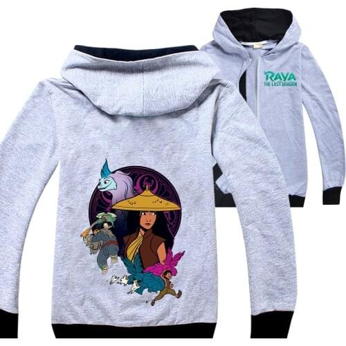 Children Raya and The Last Dragon Pullover Sweatshirts Kids Girls Boys Hoodies Zipper Autumn Clothes Long Sleeve Cartoon Outfits