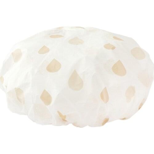 Home 2PCS Waterproof Wave Point Bath Cap Hat Elastic Shower Hat Reusable Bath Head Hair Cover Women Salon Shower Bath Supplies