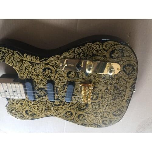 Electric guitar / Jinhua black high end Guitar / gold accessories / China Electric Guitar