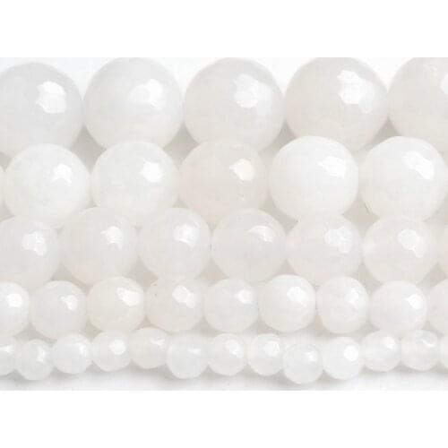 4/6/8/10/12 mmFaceted White Crystal Decoration Transparent Quartzs Beads for Jewellery Making Bracelet Necklace15''/Strand