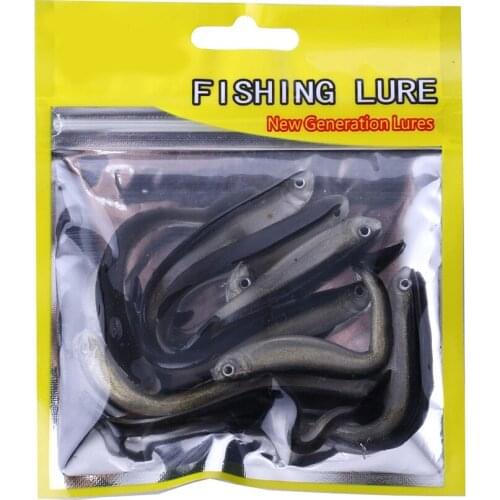 Elenxs 10pcs/bag 8cm Soft Artificial Loach Fish Bait Simulation Plastic Saltwater Lures Carp Fishing Swimbaits