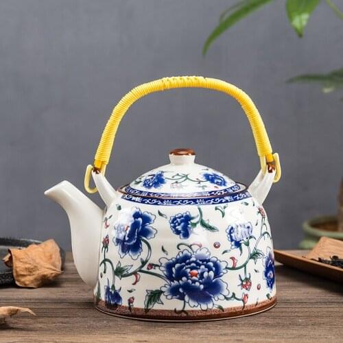 Large Capacity Jingdezhen Ceramic Teapot with Filter Restaurant Hotel Household Tea Kettle Heat-Resistant Water Pot Tea Set