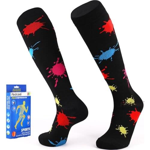 Findcool Compression Running Gym Socks Knee High Support Stockings Breathable Cycling Sports Socks for Socer Basketball