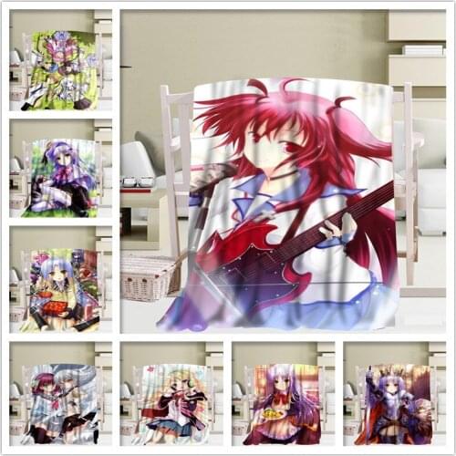 Custom Angel Beats Nice Blanket TR/ Flannel Fleece Fabric Blanket New Year Decoration Comfortable Warm Super Soft Bedroom