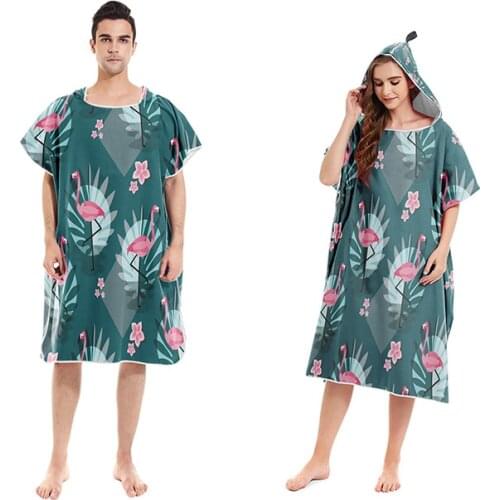 Summer Beach Poncho Hooded Bath Towel Microfiber Wetsuit Changing Robe Surf Towel for Swimming Beach Outdoor Bathrobe