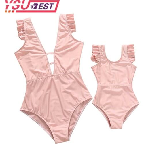 Summer Mother Daughter Swimwear One-Piece Mommy and Me Swimsuit Family Look Matching Outfits Mom Mum Daughter Dresses Clothes