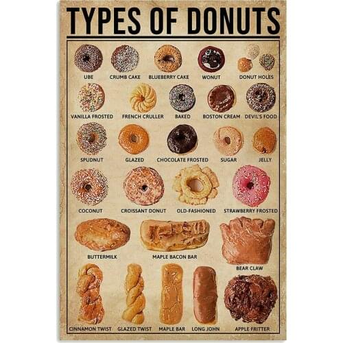 Vintage Style Metal Tin SignDelicious Donut Metal Signs Kitchen Garage Decor