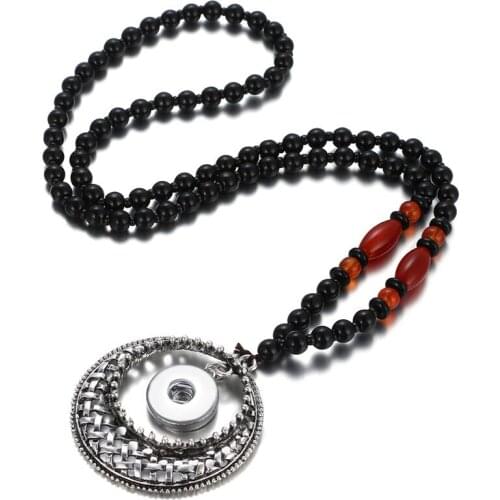 Fashion Owl Pattern Rhinestone pendant snap pendant necklace glass beads 65cm fit 18MM snap buttons snap jewelry DJ0004