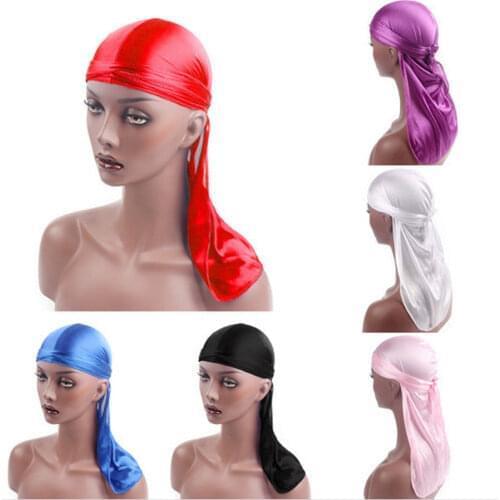 New Fashion Mens Satin Durags Bandanna Turban Wigs Men Silky Durag Headwear Headband Pirate Hat Hair Accessories