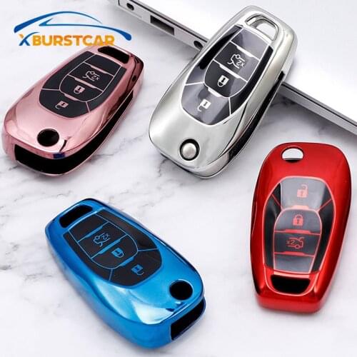 Soft TPU Car Folding Key Case Cover Bag Keychain Key Protector For Chevrolet Cruze Spark Sonic Camaro Volt Bolt Trax Malibu