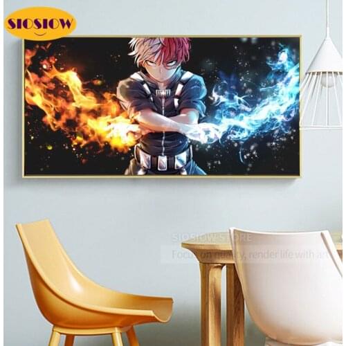 5d Diy Daimond Painting Posters Anime Todoroki Shouto Ice Fire Diamond Mosaic Embroidery Cross Stitch Kit Cartoon Full Set Sale