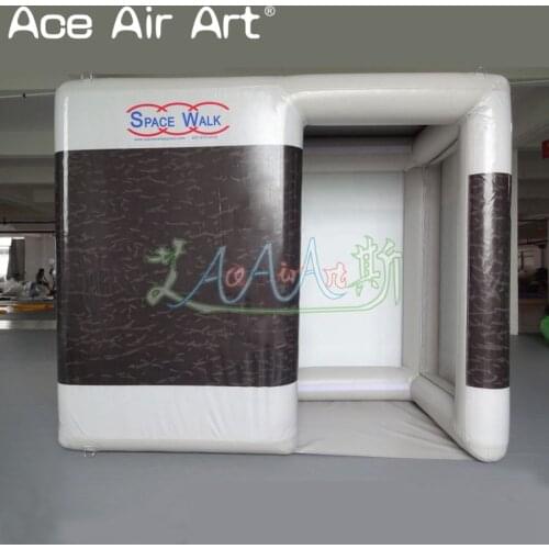 Newest style set up/portable inflatable brown printing photo booth,tubular frame with sewing cover and mat,continuously Blower