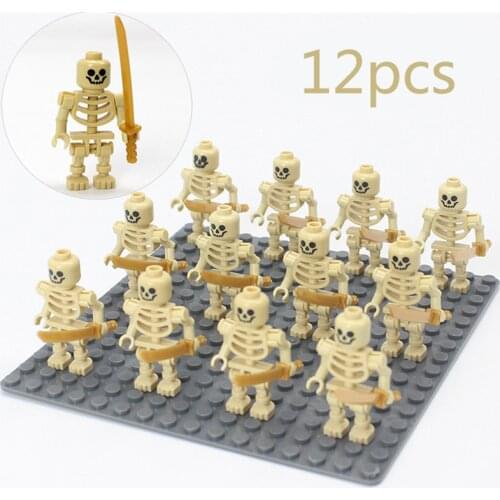 Ninja Skeleton Medieval Castle Knight Warriors Skeletons Building Blocks Strong Orcs Figures Collection Toys For Kids Gifts