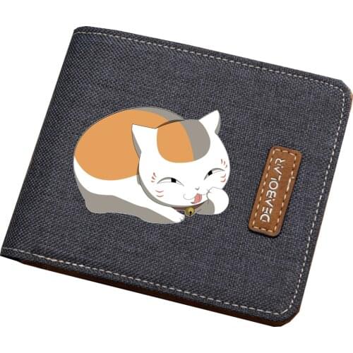 Japan anime Natsume Yuujinchou cute coat wallet Men women short printing Bifold wallet teenagers canvas wallet coin Card purse