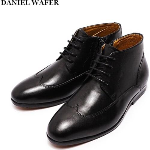 Top Quality Genuine Leather Boots Brown Black Lace Up Wing Tip Zipper Boy Dress Shoes School Wedding Party Formal Children Shoes