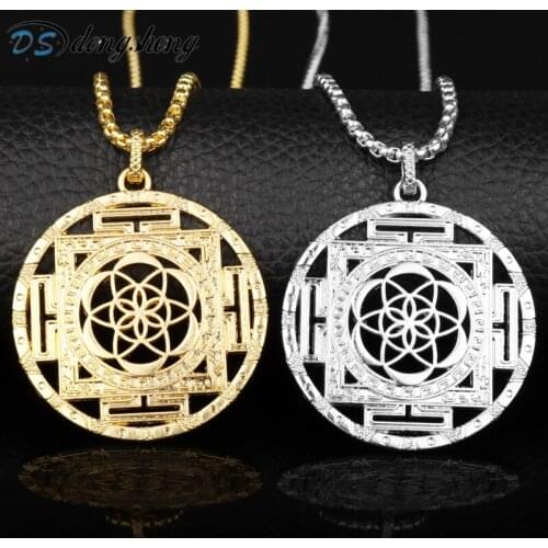 Dongsheng Wholesale Jewelry Flower of Life Mandala Necklace Pendant Om Yoga Chakra Jewelry Sacred Geometry Choker Necklace Git-3