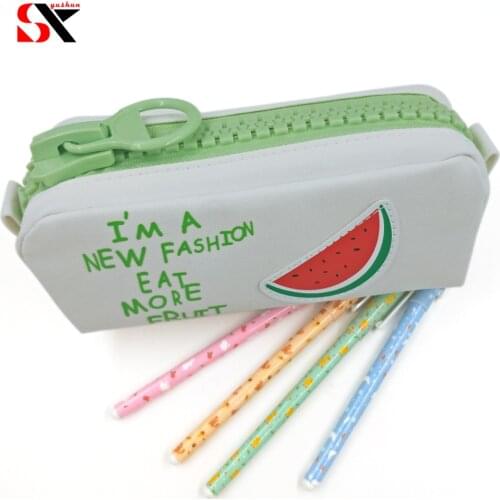 Big zipper Fruit pencil case Canvas school pencil bag Stationery Storage large bag pen box Office supplies gift bags
