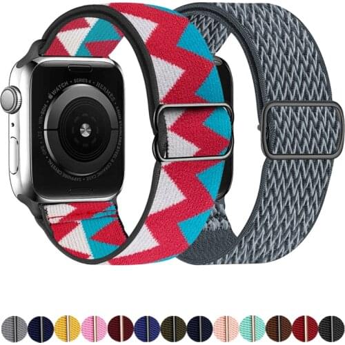 Scrunchie Strap for Apple watch series 6 SE 5 4 3 2 iWatch band 44mm 40mm 38mm 42mm Adjustable Elastic Nylon solo Loop bracelet