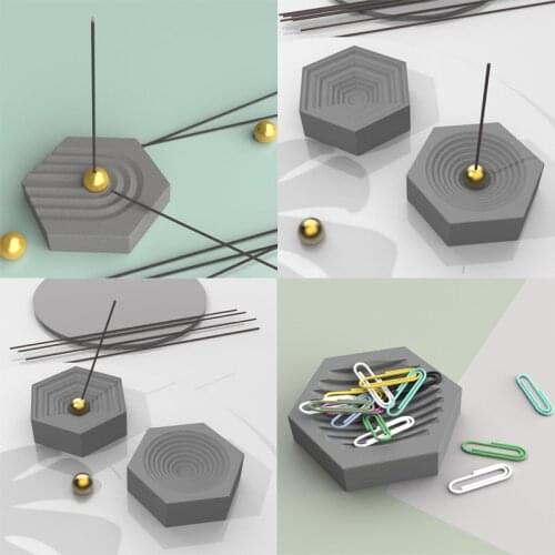 Silicone Concrete Incense Insert Molds Geometry Cement Aromatherapy Tray Silicon Mold Creative step Design Incense Plate Molds