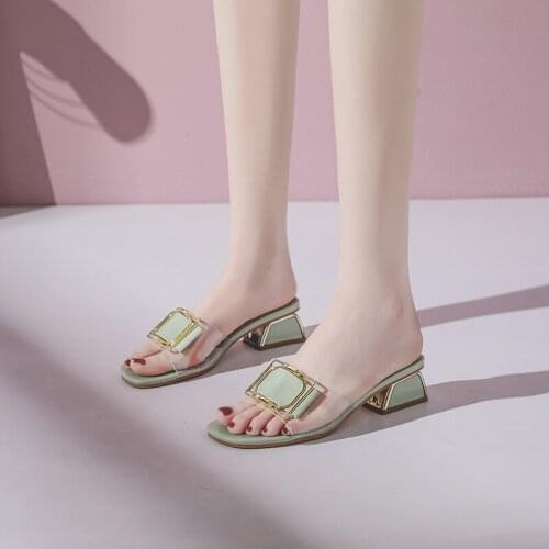 Kitten Heels Ladies Slippers Slides Women Shoes Casual Fashion Block Heels Sandals for Women Summer Party Wedding Shoes Size 41