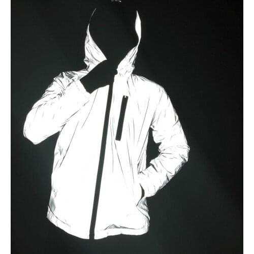 2020 New Women Reflective Jacket Men Girls Light Glowing Jackets Boys Hip Hop Streetwear Skateboard Waterproof Outwear Hoodies