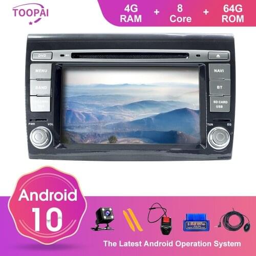 TOOPAI Android 10 For Fiat Bravo 2007-2012 Car Multimedia Player GPS Navigation Auto Radio Stereo Head Unit SWC DVD 4GB 64GB