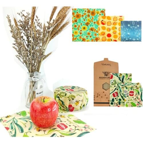 Beeswax food wrap Sustainable Plastic Free Food Storage Organic Beeswax Wrap Cling Wrap Replacement for Sandwich