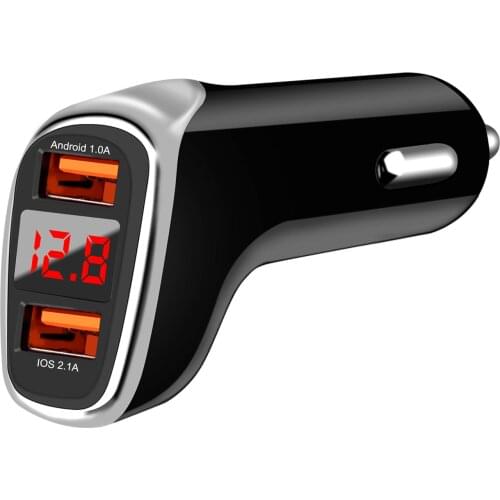 Usb car charger for mobile phone car charger fast dual usb digital display for iphone Xiaomi Samsung huawei LG Tablet Charger